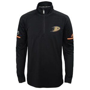 Anaheim Ducks NHL Hockey Black 1/4 Zip Large Long Sleeve Adidas Shirt Pull Over